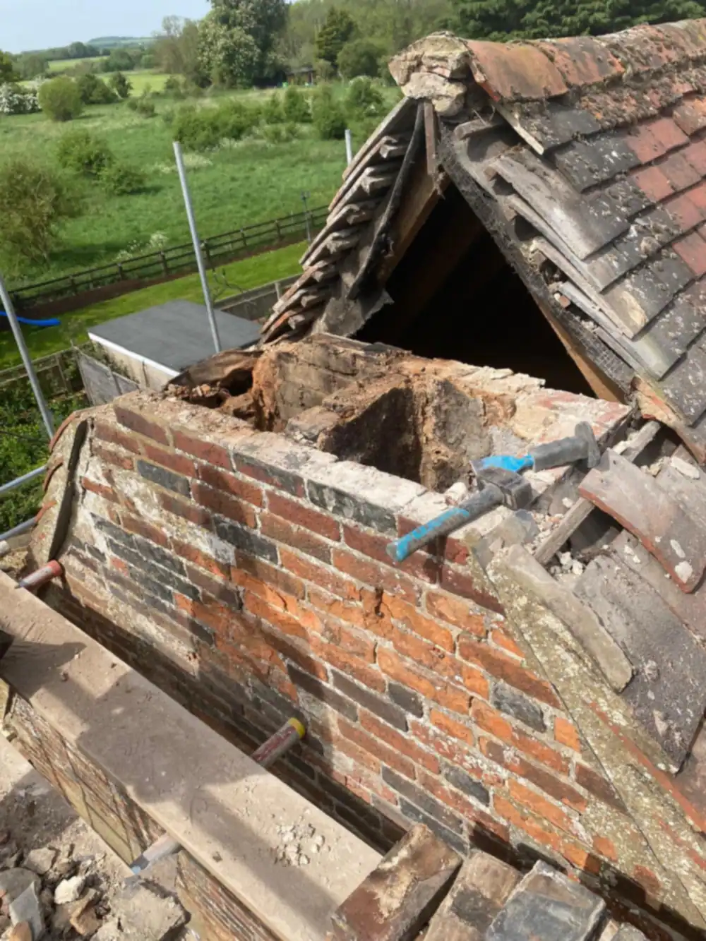 Old chimney stack being taken down