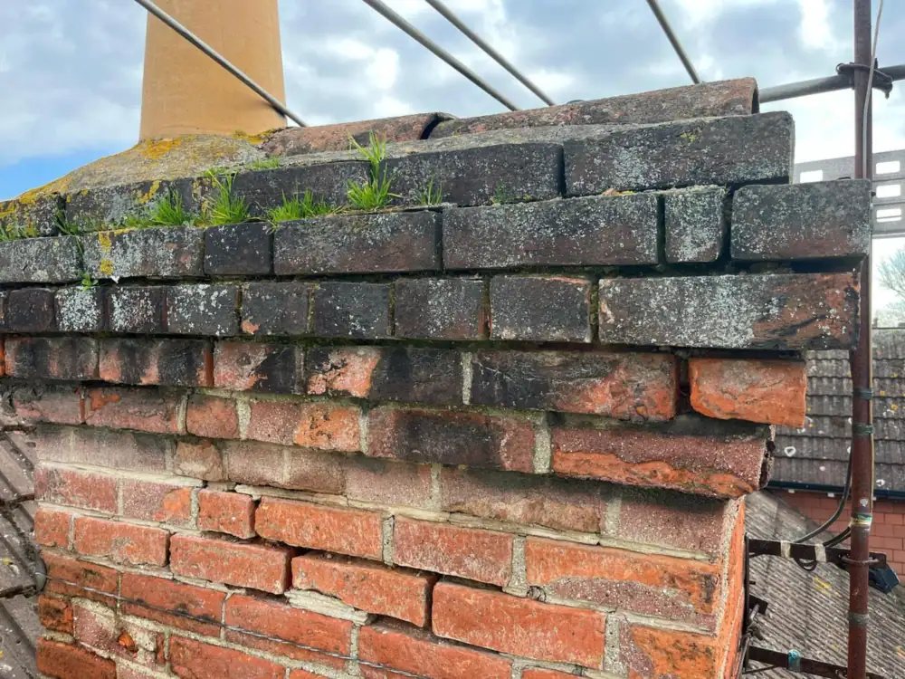 Top of a brick chimney stack before repair