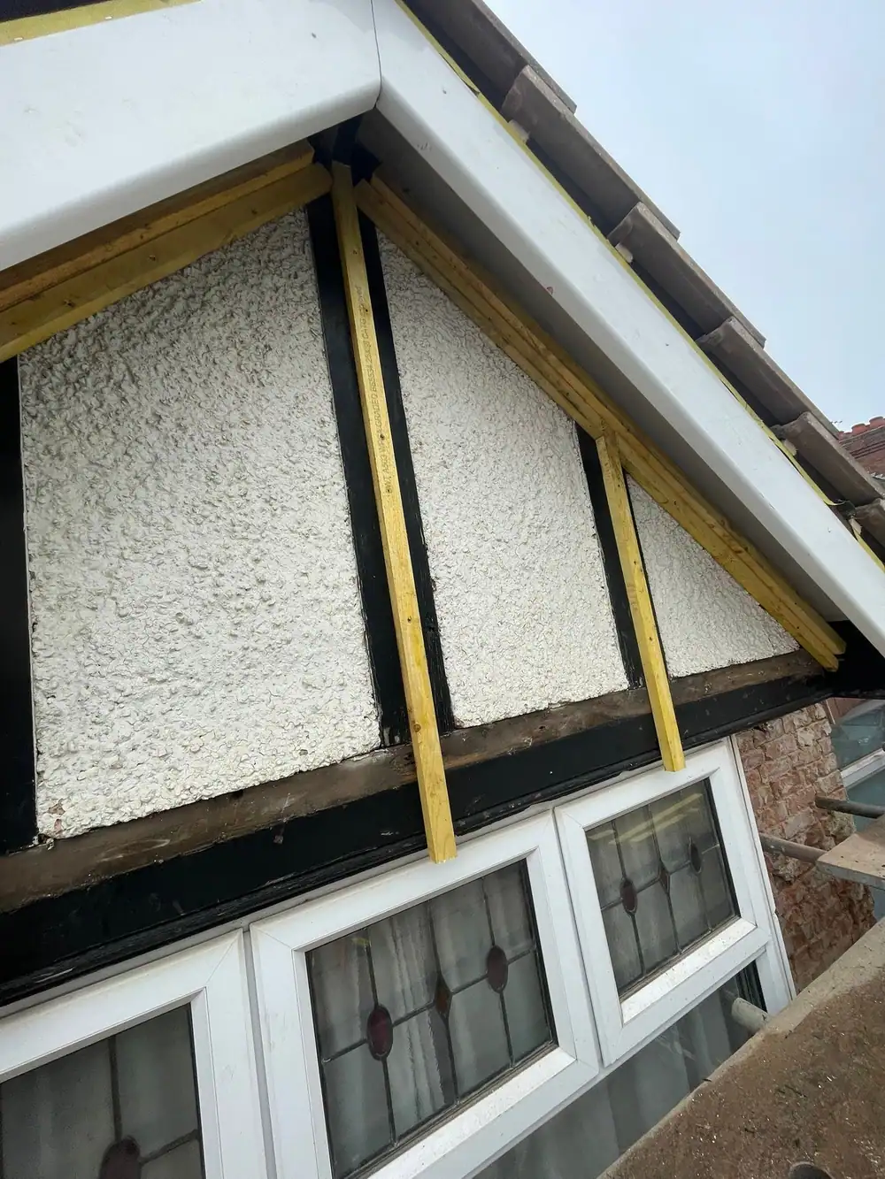 Gable prepared with timber battens before cladding