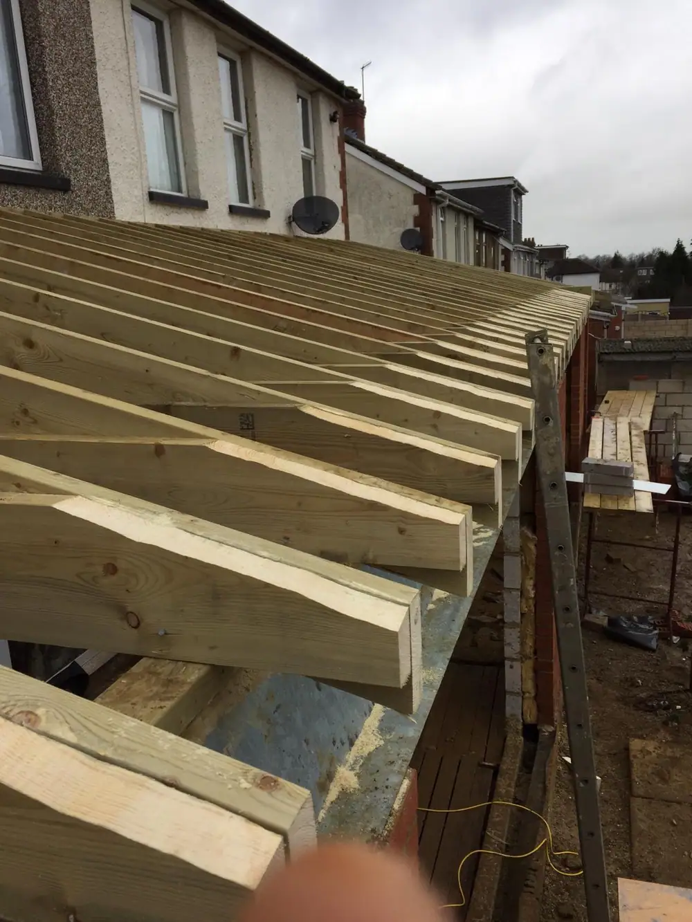 New rafters on an extension roof