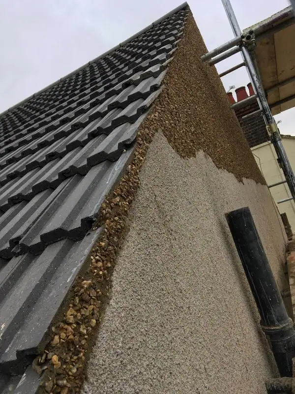 Tiled verge being repaired